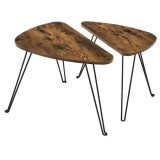 Masuta cafea, Vasagle, pal si otel, maro rustic, set 2 marimi GartenVIP DiyLine