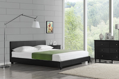 Corium&amp;reg; Pat frantuzesc tapitat modern Cordoba,180 x 200 cm, imitatie piele, negru, fara saltea HausGarden Leisure foto