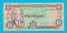 Jamaica 5 Dollars 1991 &amp;#039;Cu bare orizontale&amp;#039; UNC serie: CB131844 foto