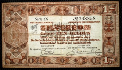 41 OLANDA ZILVERBON 1 GULDEN 1938 SR. 352 foto
