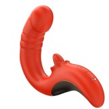 Vibrator Paulina, Functii de Impingere, Vibratii, Licking, Silicon, USB Magnetic, Rosu