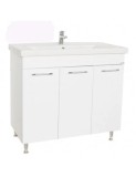 Baza si lavoar ceramic GN0541, mobilier baie stativ 80 cm, front MDF, 3 usi, 4 rafturi, balamale soft close, picioare cromate reglabile, alb