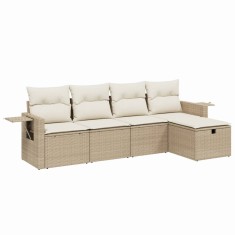 Set canapele de gradina cu perne, 5 piese, bej, poliratan foto