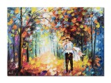 Cumpara ieftin Tablou indragostiti stilizat pictat manual, Un sarut, 70x50cm ulei pe panza