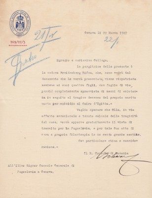 Document Consulatul Regatului Romaniei la Genova Genes 1927 foto