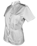 Tunica Medicala Pe Stil cu Elastan, Alba cu nasturi - 4XL, Alb
