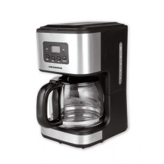 Cafetiera Heinner, 900 W, 1.5 l, plastic/inox, cana sticla, timer electronic, afisaj LCD, Negru/Argintiu