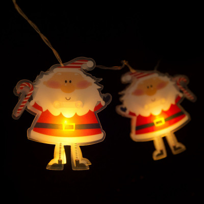Șir de lumini LED - Moș Crăciun - 10 LED - 1,35 metri - alb cald - 2 x AA foto