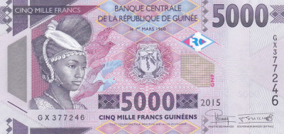 Bancnota Guineea 5.000 Franci 2015 - P49 UNC foto