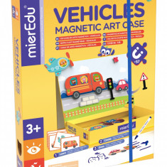 Joc puzzle magnetic de arta si asociere, mierEdu, Vehicule