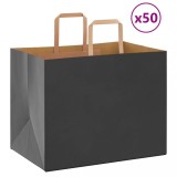 Pungi de h&acirc;rtie 50 buc cu m&acirc;nere negre 32x22x24 cm