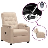 vidaXL Fotoliu rabatabil electric, crem, material textil