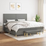 Cumpara ieftin Pat box spring cu saltea, gri &icirc;nchis, 200x200 cm, textil
