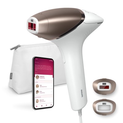 Epilator IPL PHILIPS Lumea BRI945/00, 2 Accesorii, SenseIQ, Conectare la Aplicatie, Utilizare cu Fir, 450.000 Impulsuri, Accesoriu Corp si Fata, Alb/R foto