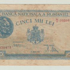 ROMANIA - 5000 LEI 20 MARTIE 1945 , FILIGRAN VERTICAL , MIHAI I , B1.118