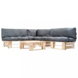 vidaXL Set mobilier de grădină paleți cu perne gri, 4 piese, lemn 277488