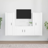 Cumpara ieftin Set comodă TV, 3 piese, alb, lemn prelucrat