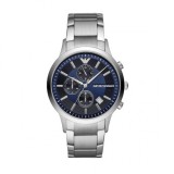 Emporio Armani AR11164, Renato Ceas Barbătesc 43mm Cronograf cu Baterie cu Brățară Metalică Argintie