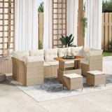 vidaXL Set de canapele pentru grădină 10 pcs Bej poliratan