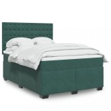 Cumpara ieftin Gossi pat box spring cu saltea, verde inchis, 160x200 cm, catifea