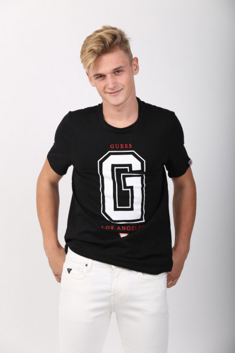 Tricou barbati negru regular fit Guess