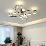 Lustra LED cu Telecomnda KARINA, 65W, 8 Elemente, Lumina Calda/Rece/Neutra, Dimabila, Auriu ModernLight Concept
