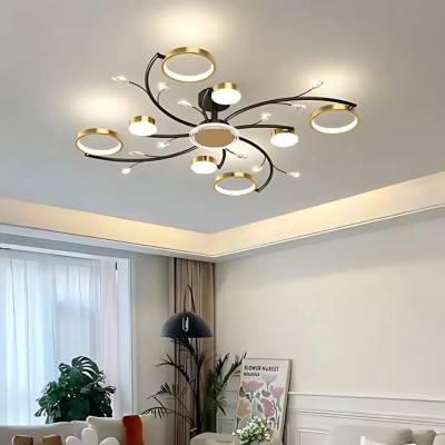 Lustra LED cu Telecomnda KARINA, 65W, 8 Elemente, Lumina Calda/Rece/Neutra, Dimabila, Auriu ModernLight Concept foto