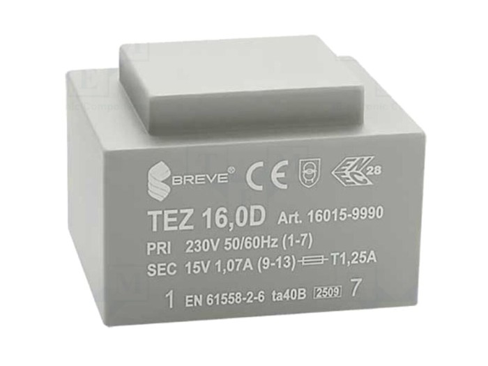 Transformator &icirc;ncapsulat 16VA 15V PCB