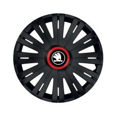Set 4 Capace Roti pentru Skoda Nou Alb-Negru, model Active Black Cu Inel Rosu, R16, SKODA