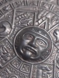 Platou incrustație coajă abalone epocă Mexicană aztecă-calendar AZTEC ALPACA,Col