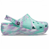 Saboți Crocs Women&#039;s Classic Platform Marbled Clog Verde - Pistachio/Multi