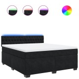 Cumpara ieftin Pat box spring cu saltea, negru, 180x200 cm, catifea