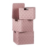 Cumpara ieftin Set 3 cutii depozitare cu capac, roz 25 x 25 x 20 cm, 27 x 27 x 21 cm, 30 x 30 x 22 cm