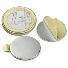 Magnet neodim disc cu autoadeziv Ø20&#215;1 mm, putere 1 kg, N35