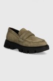 Geox mocasini din piele intoarsa D VILDE femei, culoarea bej, cu toc plat, D46UAC 00022 C3704