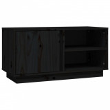 Comodă TV, negru, 80x35x40,5 cm, lemn masiv de pin
