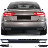 Difuzor spate + tevi de esapament look W12 potrivit pentru Audi A6 C7 4G 10-14 2.8 3.0 fara S-Line Performance AutoTuning