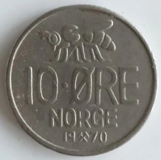 Moneda Norvegia - 10 Ore 1970 - An rar foto