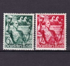 ✅ (S44) Germania Reich 1938 - &quot;5 ani de la preluarea puterii de Hitler &quot; ,serie Mi.660/661, MH , cuta pe o marca