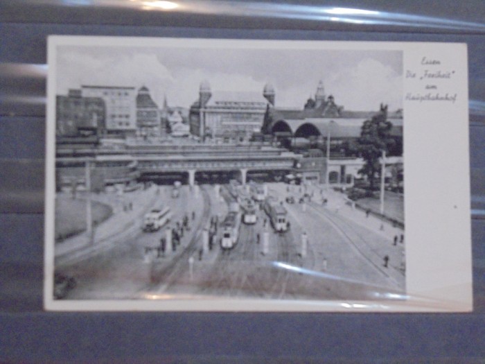 GERMANIA - ESSEN - GARA SI STATIA DE TRANVAIE DE SUB PASARELA -1948 - CIRCULATA