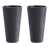 Cumpara ieftin Set 2 ghivece de flori, Sandy Slim, rotunde, inalte, 39x70.8 cm, antracit, Prosperplast