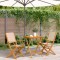 vidaXL Set mobilier bistro, 3 piese, textil bej/lemn masiv