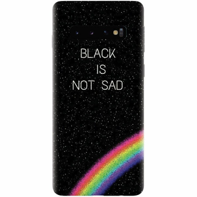 Husa silicon personalizata pentru Samsung Galaxy S10, Black Is Not Sad foto