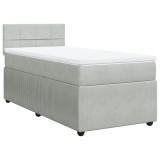 Cumpara ieftin Pat continental cu saltea, gri deschis, 80x200 cm, catifea