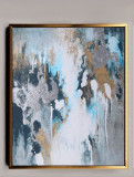 Tablou pictat manual Marmura Toros Blue Pictura abstracta 60x100cm, Abstract, Ulei
