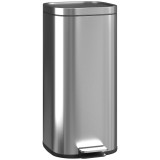 Coș de Gunoi HOMCOM de 30L cu &Icirc;nchidere Amortizată și Găleată Detașabilă, Pedală din Metal și PP, 29x36x59,5 cm, Argintiu | Aosom Romania