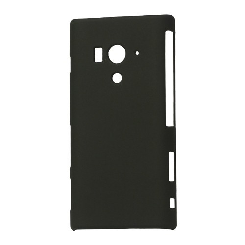 Husa tip capac plastic cauciucat neagra pentru Sony Xperia Acro S (LT26W)