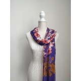 Cumpara ieftin Eșarfă Damă Violet Tropicală, 180x60cm, Bumbac &amp; Viscoză, Tipărită, Fabricată &icirc;n Italia