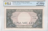 1000 lei Martie 1945 PCGS67 UNC bancnota gradata