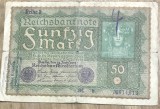 BNKSTR03DE Bancnotă Veche Germania 50 Mark 1919 (Reichsbanknote), Republica de la Weimar, Piesa cu Femeie, Colecție Numismatică